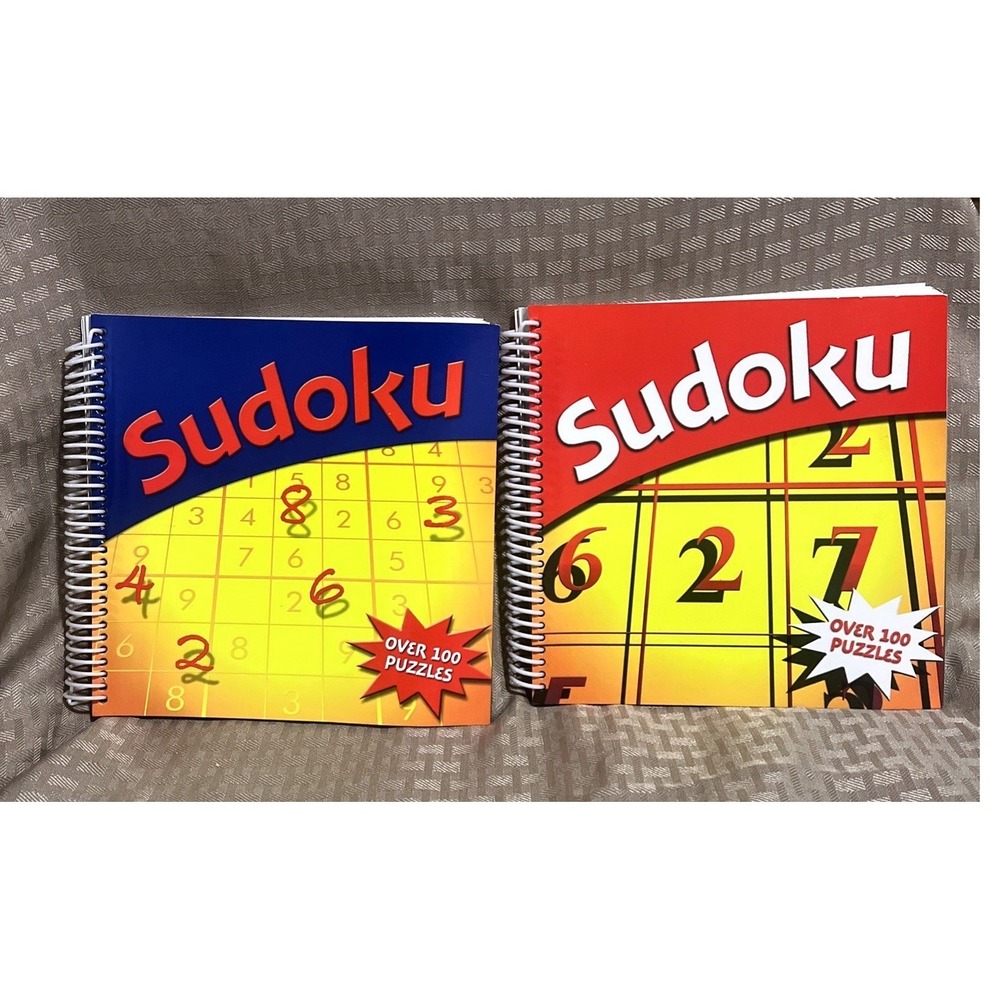 Sudoku Puzzle Books Lot of 2 Spiral Bound Hinkler 2007 NOS Over 200 Puzzles Rare